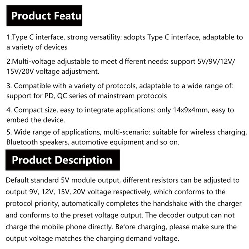 5x USB-C PD QC 3.0 DC 5V 9V 12V 15V 20V Módulo disparador de alimentación de voltaje ajustable - Imagen 12 de 22