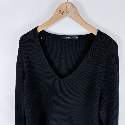 Sportsgirl Size M 12 Jumper Black Knit Cotton Viscose Long Sleeve Relaxed - Bild 2 von 5
