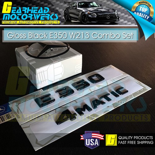 2020 E350 4MATIC Gloss Black Emblem Rear Star Badge Set AMG Mercedes Benz W213 - Bild 2 von 2