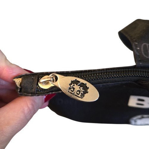 Betty Boop Black Tote Bag with Pouch & Zipper Retro Cartoon Print Lining - Picture 5 of 7