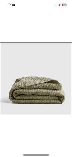 Quince European Olive Linen/ Cotton Stitch Quilt Size TWIN - Picture 2 of 4