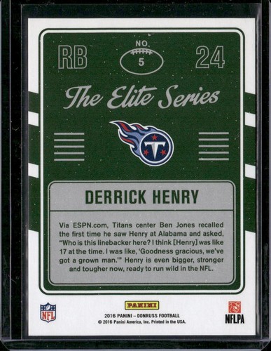 2016 Donruss #5 Derrick Henry The Elite Series Rookies #/999 - Picture 2 of 2
