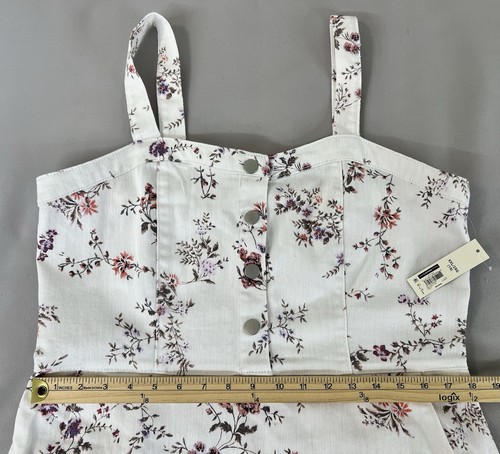 No Boundaries Pinafore Bib Dress Jumper Juniors White Floral Size 19 (XXL) NWT - Picture 9 of 12
