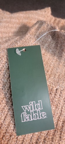 Nuevo con etiquetas Suéter Corto Wild Fable Mock Cuello Alto Lt Marrón Manga Larga Puntada de Cable XS - Imagen 8 de 10