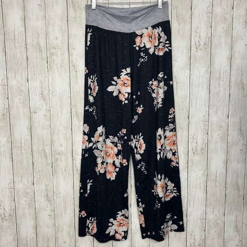 Floral Wide Leg High Waisted Soft Loungewear Comfy Pajama PJ Pants Size: Medium
