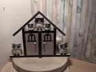 Fair Trade Hand Made Carved Owl Bird Key Wall Cabinet  Hook Holder White Black 