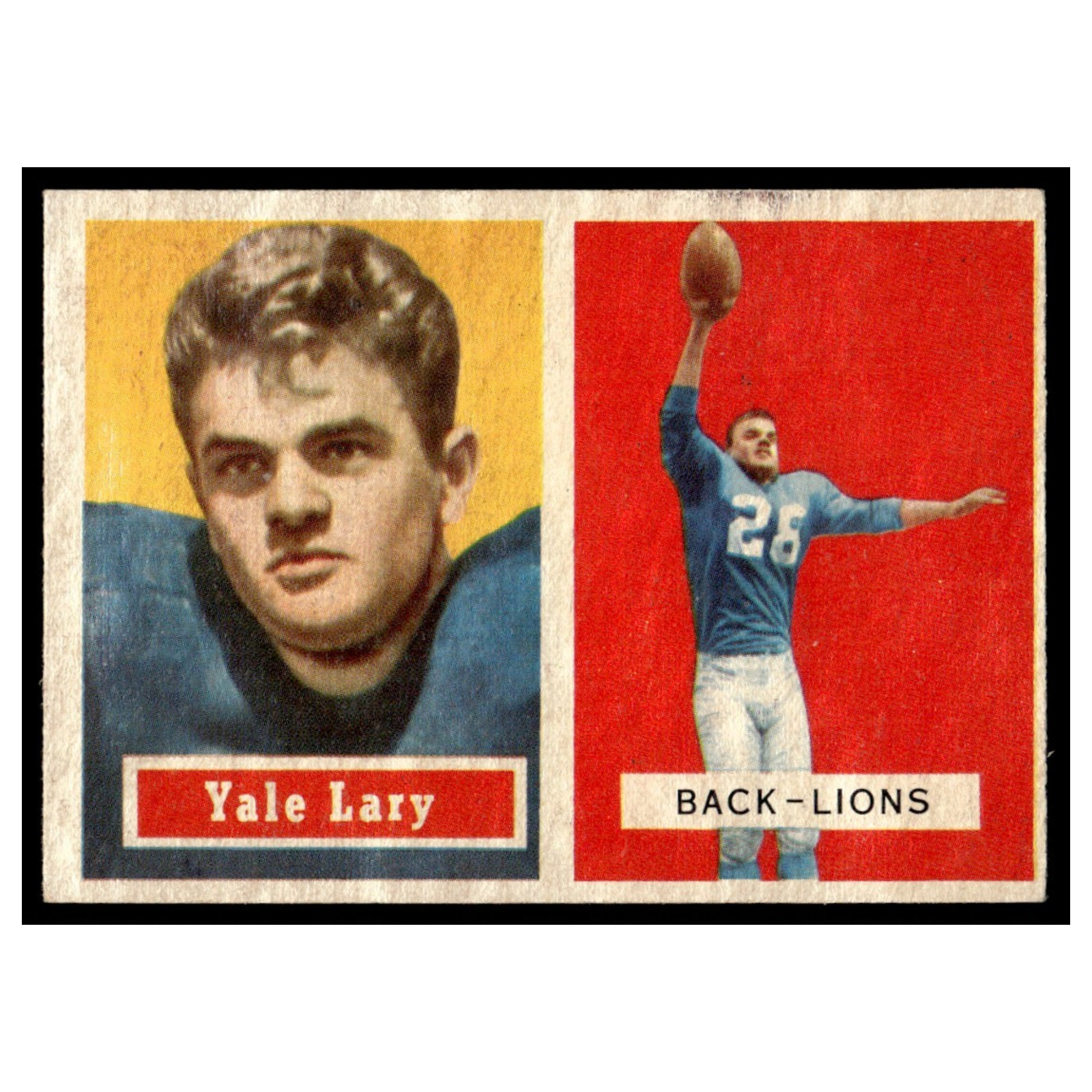 Yale Lary #68 1957 Topps Detroit Lions Football Card NFL VG