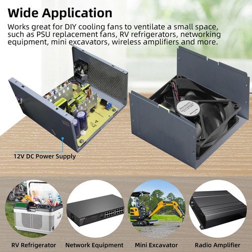 12V DC Fan Strong Quiet 120x120x25mm 12cm Small Cooling Fan 2Pin 2Wire 1600RP... - Picture 5 of 6