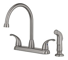 High Arc Kitchen Faucet With Side Spray,2 Lever Handle,Brushed Nickel Finish - 2