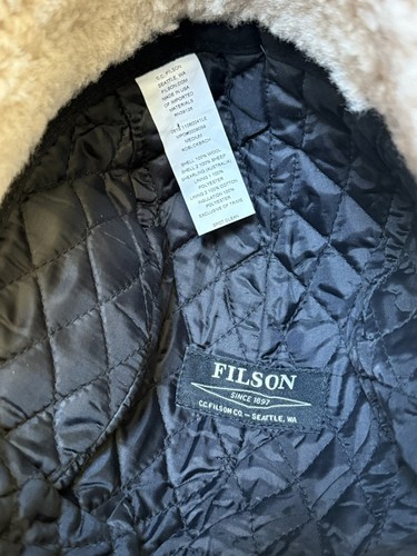 Filson Double Mackinaw Wool Trapper Hat Red Black Buffalo Plaid Size Medium USA - Picture 7 of 9