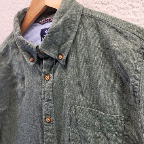 Ben Sherman Button Down Shirt Mens Large Green Flannel Long Sleeve