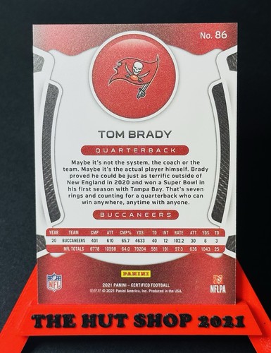 Tom Brady 2021 Panini Certificado Bronce Prizm/249! #86 Buccaneers, Patriots! SP - Imagen 2 de 6