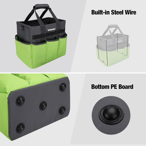Garden Tool Bag Organizer, Heavy Duty Gardening Tote Bag with 10 Pockets and Lon - Picture 5 of 12