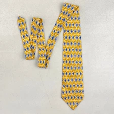 Vintage Diamond Print Silk Tie 1990s Geoffrey Beene Silk Necktie Yellow/Blue