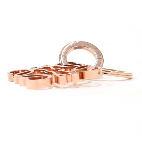 Porte-clés anagramme Loewe laiton or en ligne rose occasion compact avec boite