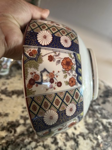 Vintage Amari Porzellan Floral Goldrand Große Schale Geometrisches Design Wohnkultur - Bild 6 von 10