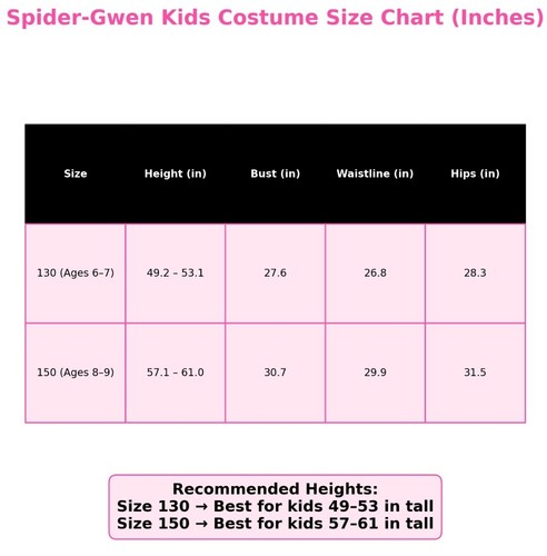 Spider-Gwen Kids Marvel Costume – Into the Spider-Verse 8-9 Girls Halloween 150 - Picture 8 of 8