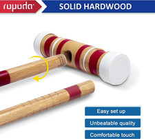 Six Player Croquet Set with Wooden Mallets Balls and Carry Bag for Lawn Backyard