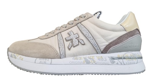 PREMIATA scarpe sneakers donna in camoscio e nylon CONNY_6671 crema - Picture 2 of 8