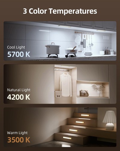 16.5in Under Cabinet Lighting, 4000mAh Rechargeable Motion Sensor Lights, 145... - Picture 4 of 7