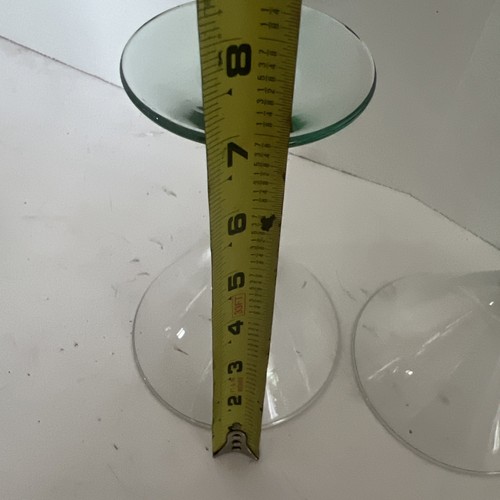 Libbey Martini Cocktail Glasses Clear with Teal Ball Stems Set 2 - Picture 7 of 8