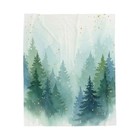 Misty Pine Forest Velveteen Plush Blanket | Watercolor Evergreen Trees