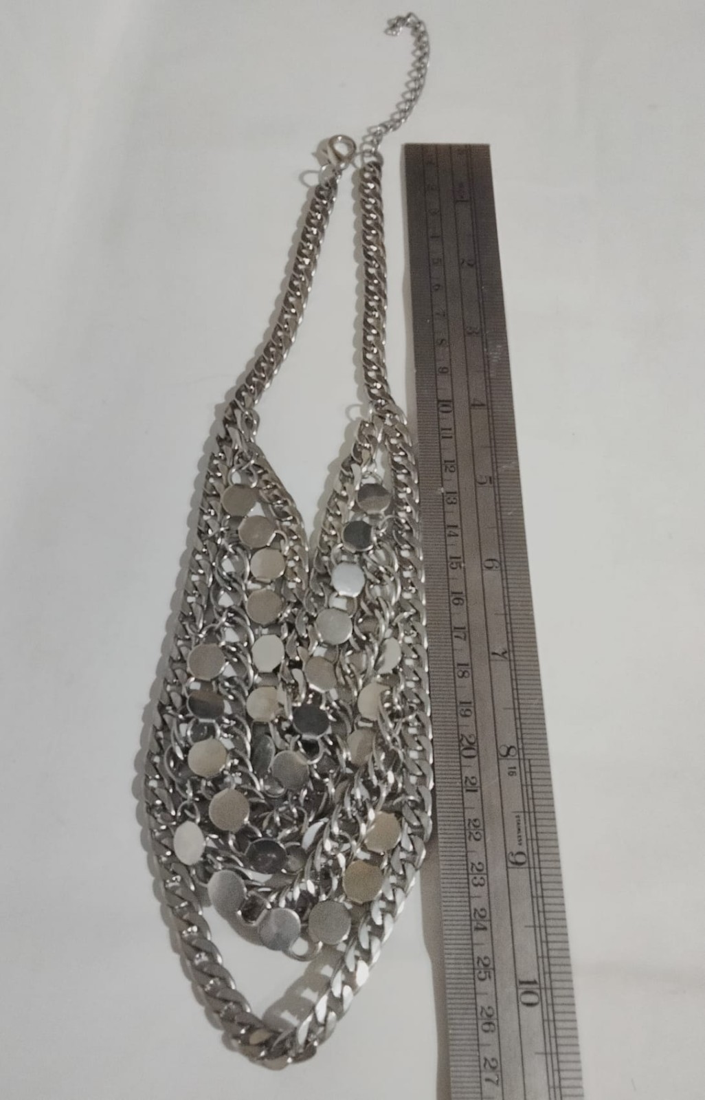 Chunky Silver Multi Layer Curb Chain Necklace Bol… - image 5