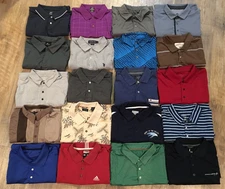 Lot 20 Men's Polo Shirts Size: LARGE Mix of Different Brands