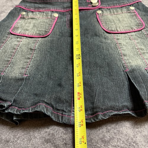 Vezucci Damen Größe 10 Denim Minirock Falten rosa Paspel dunkle Waschung #209C - Bild 10 von 10
