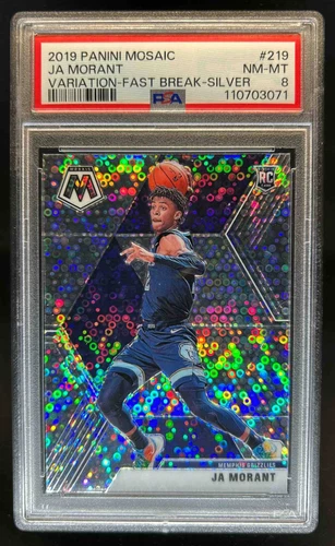 2019-20 Panini Mosaic Ja Morant RC Fast Break Silver Rookie #219 Grizzlies PSA 8
