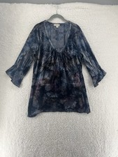 Women's Blouse Size Large Y2K Velvet Floral Whimsigoth Fairy Scoop Neck Lace