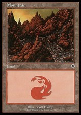Basic Lands 10 MTG Mountain (346), Heavy Play, English Invasion