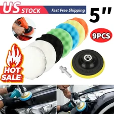 9Pcs 5 Inch Polishing Pads Sponge Waxing Foam Buffing Kit Car Polisher for Drill