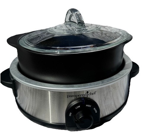 Pampered Chef Stoneware Rockcrok #3156 4 Qt With Glass Lid NEW w/ Recipes & Inst - Picture 2 of 14
