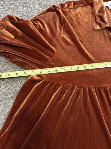 UMGEE Burnt Brown Velvet Tiered Dress Button Pockets Flowy Boho Cottage Core 1X - Bild 10 von 10