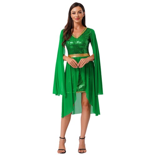 Damen Uniform Glänzendem Kostüm Prinzessin Kleid Feenkleid Rock Karneval Tanz - Bild 15 von 38
