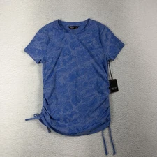 Simply Vera Wang Tops Womens Small Crew Neck Ruched Side T-Shirt Blue NWT Tie