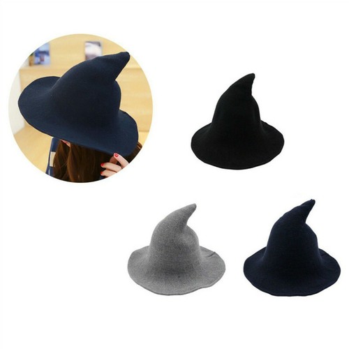 Damen Halloween Hexenhut modern Cosplay Kostüm Party breite Krempe Strickhut UK - Bild 3 von 18