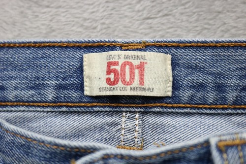 Men's Distressed Levi's 501 Button Fly Blue Jeans Fits 32x30 - Picture 5 of 6