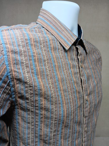 JOHN LENNON MENS MEDIUM MULTI COLOR STRIPED LONG SLEEVE SHIRT PEACE SIGN - Picture 8 of 14