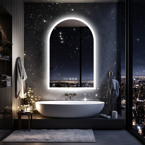 Illuminated Bathroom Mirror lights Anti-fog Vanity Mirror Backlight Date Time - Picture 12 of 16
