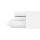 Laura Ashley Solid Cotton-Blend White 4 Piece Sheet Set-Queen
