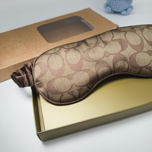 COACH CE958 Khaki Signature maschera occhi sonno 100% seta confezione regalo nuova con etichette org $100 - Foto 5 di 10