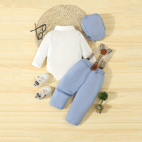 Newborn Outfits Set Infant Wedding Party Tuxedo Baby Boy Formal Suit Romper - Picture 30 of 58