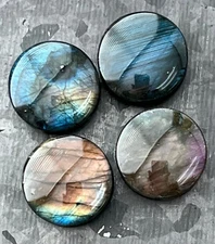 PAIR AAA Grade Labradorite Stone Plugs Tunnels Gauges - Amazing Color!