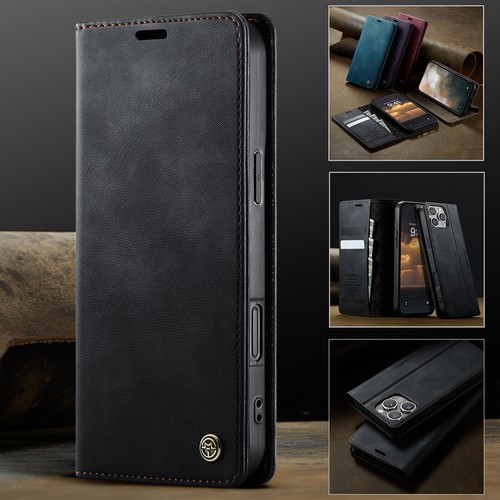 Cartera Abatible Cuero Ranuras para Tarjetas de Crédito Soporte Magnético Estuche Cubierta Para Apple iPhone - Imagen 2 de 25