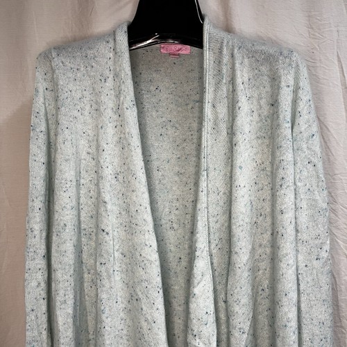 Lilly Pulitzer Pullover Damen mittelblau Inglewood Kaschmir Cardigan Fransen offen - Bild 2 von 10