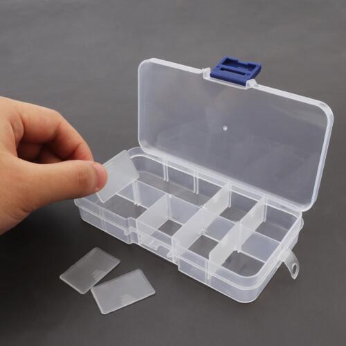 10 Compartment Small Plastic Box Organiser Storage Clear Jewelry Box Divider - Picture 7 of 10