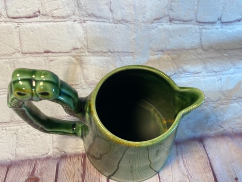 Baum Bros Style Eyes Mid Century Modern Retro Green Pitcher Jug Bow Handle Spout - Picture 6 of 10