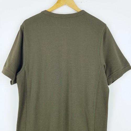 Among Equals Men L Khaki Ribbed Hem Short Sleeve Thick Shirt - Foto 6 di 10